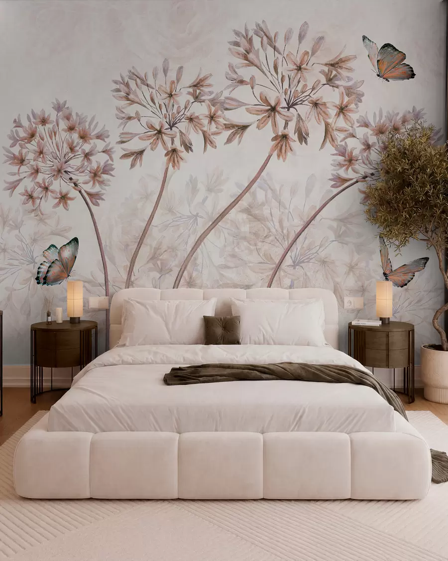 Wall Mural Photo Wallpaper Plant, flower and blue in brown colors u35495v1