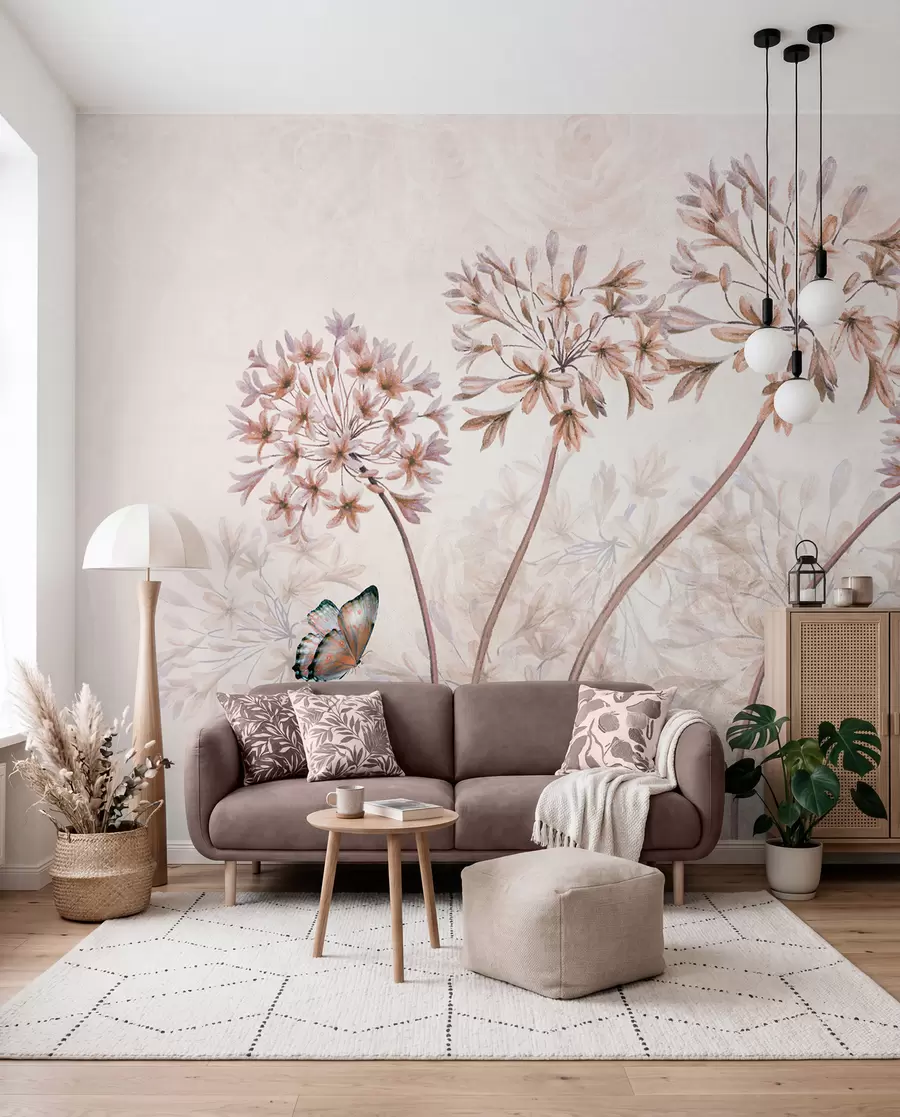 Wall Mural Photo Wallpaper Plant, flower and blue in brown colors u35495v1
