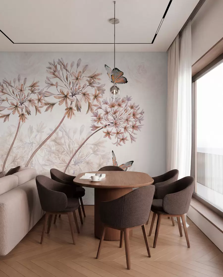 Wall Mural Photo Wallpaper Plant, flower and blue in brown colors u35495v1