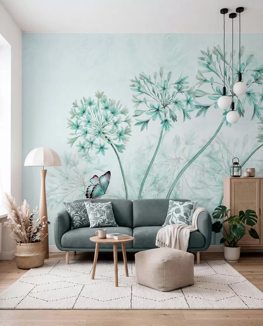 Wall Mural Photo Wallpaper Plant, flower and blue in blue colors u35495v2