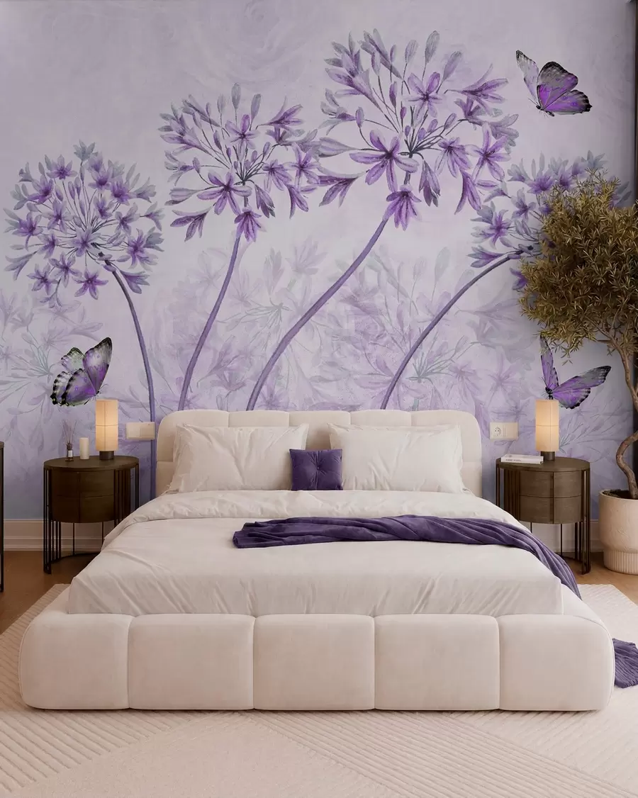 Wall Mural Photo Wallpaper Plant, flower and blue in pink colors u35495v3