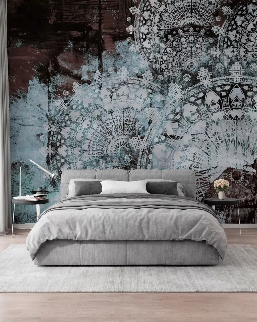 peintures murales Mandala vintage en couleurs bleues u93958v1