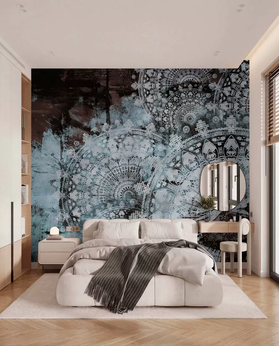 peintures murales Mandala vintage en couleurs bleues u93958v1