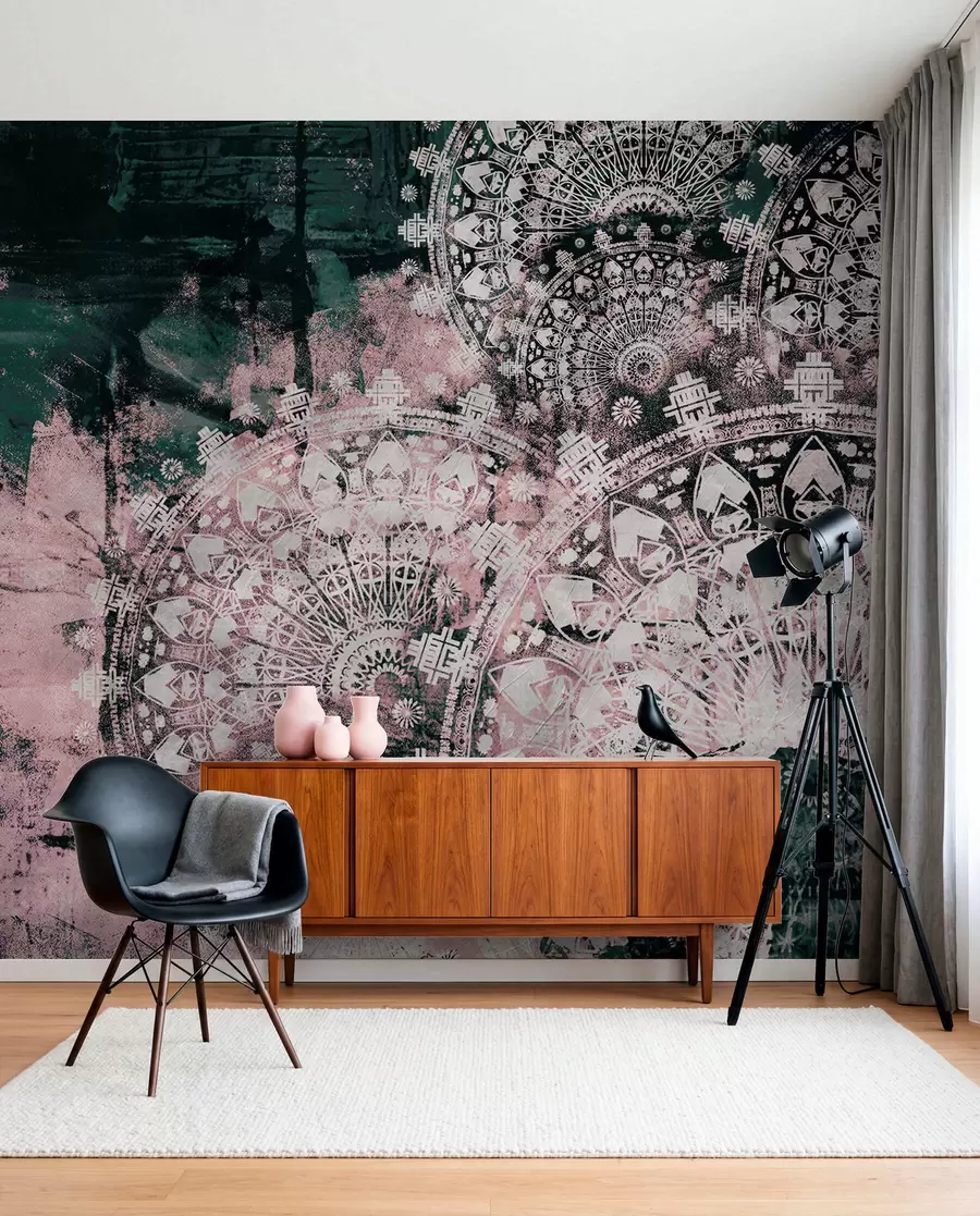 peintures murales Patine de mandala en rose u93958v2