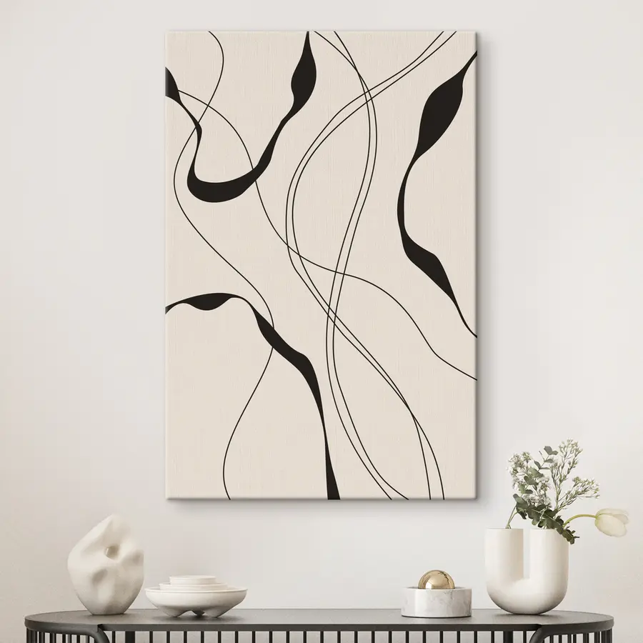 murales Elegante diseño de líneas abstractas en negro s36043
