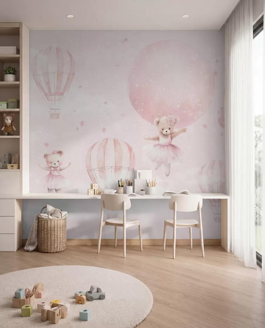 peintures murales Oursons et ballons roses u97954