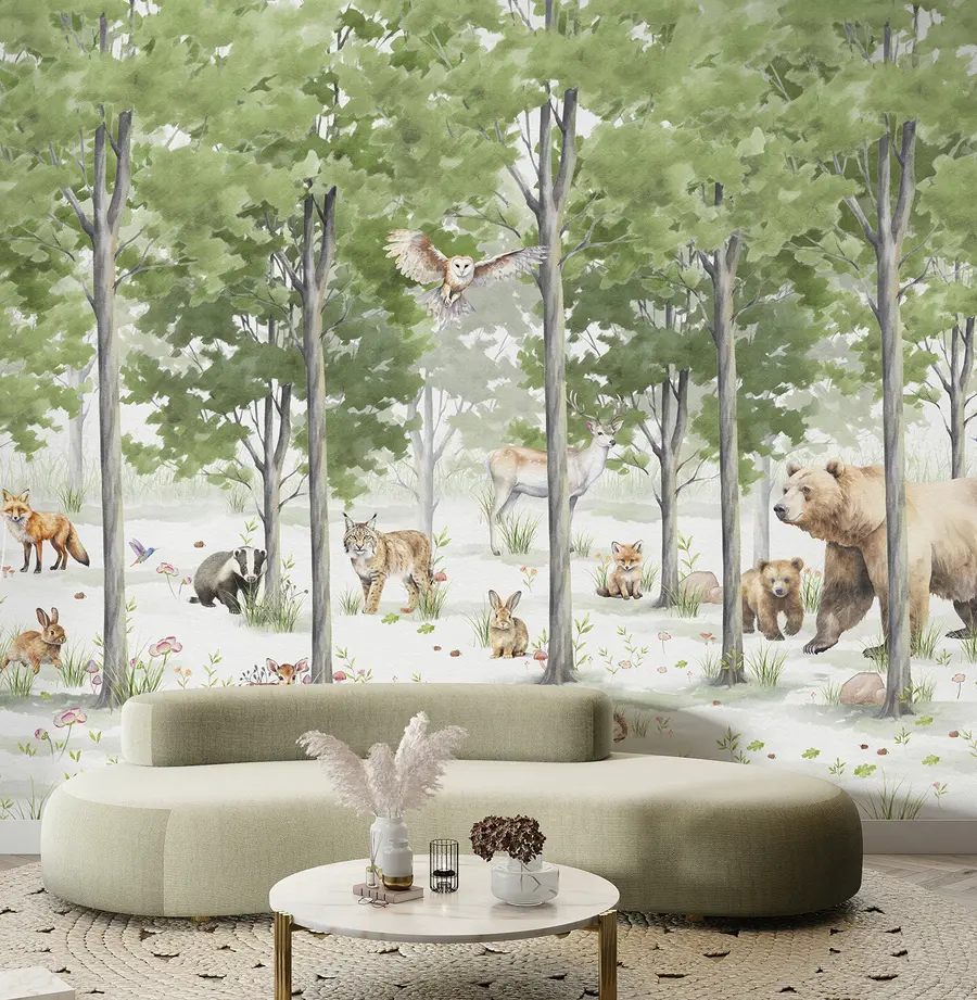 Wall Mural Photo Wallpaper Forest with animals u97741