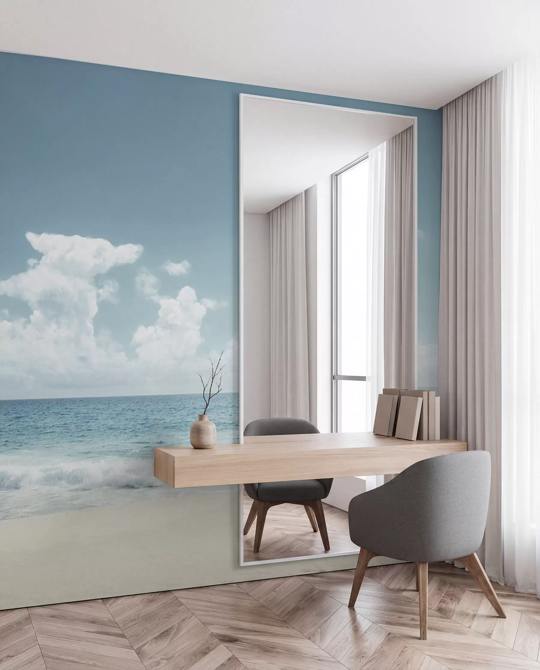 Wall Mural Photo Wallpaper Open Sea in Pale Blue u97884