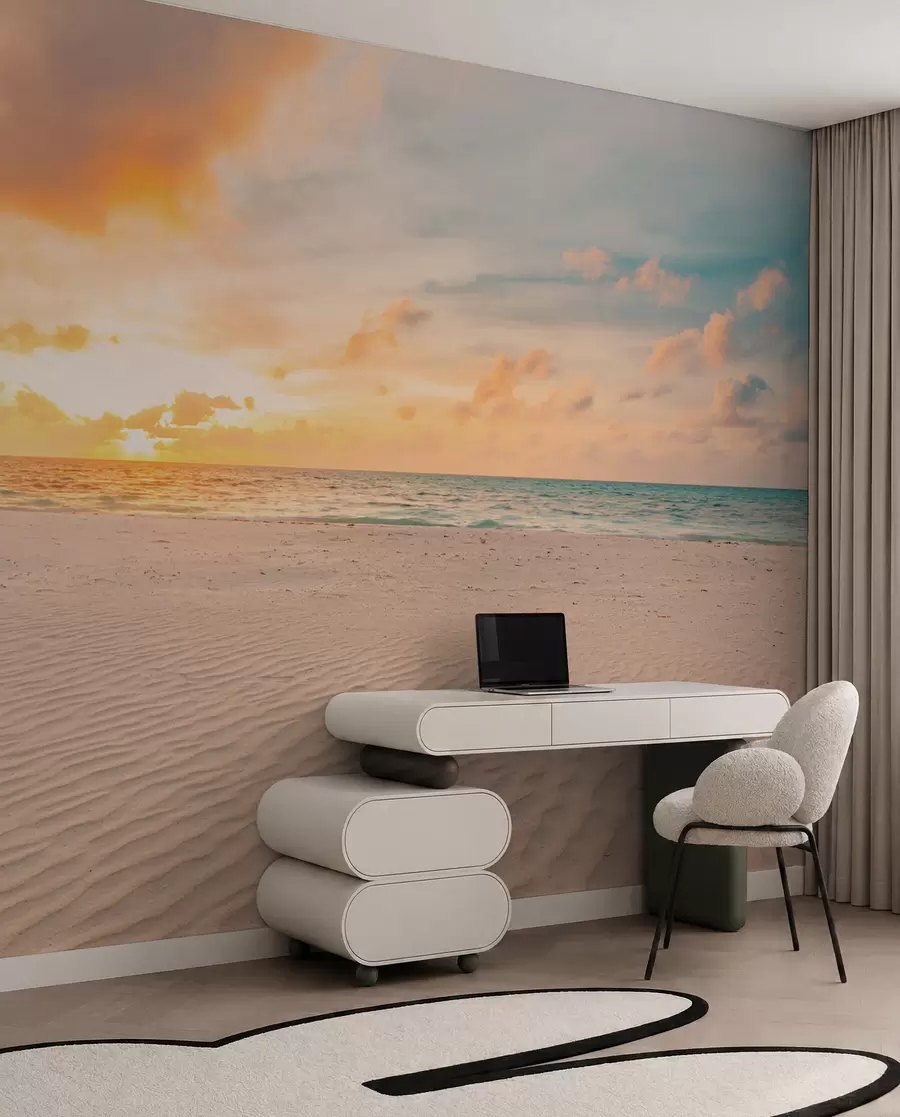 wall murals Beach white sand sea and waves u97894