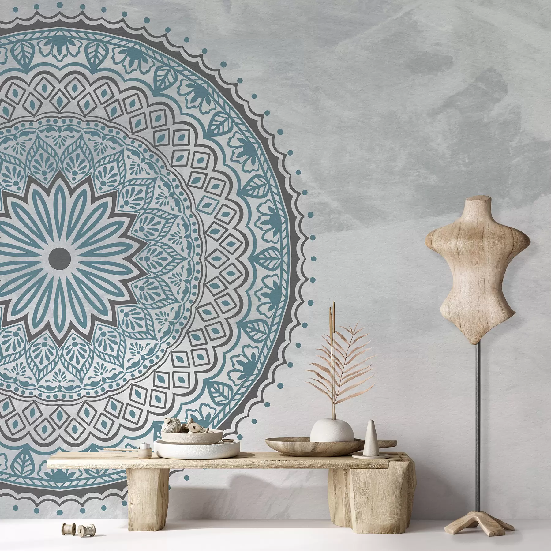 wall murals Turquoise mandala u98495v2