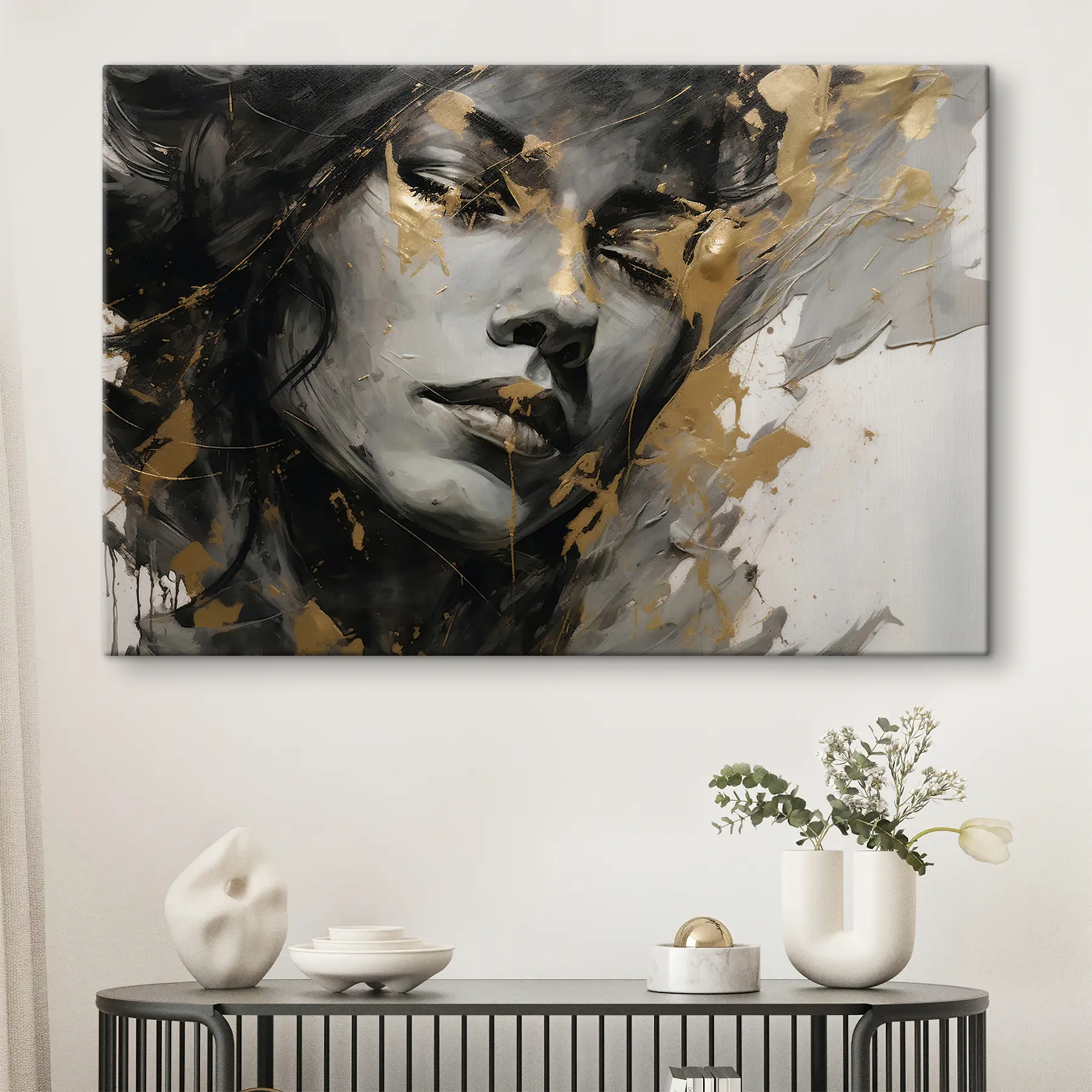 murales Elegante retrato con elementos abstractos s36214