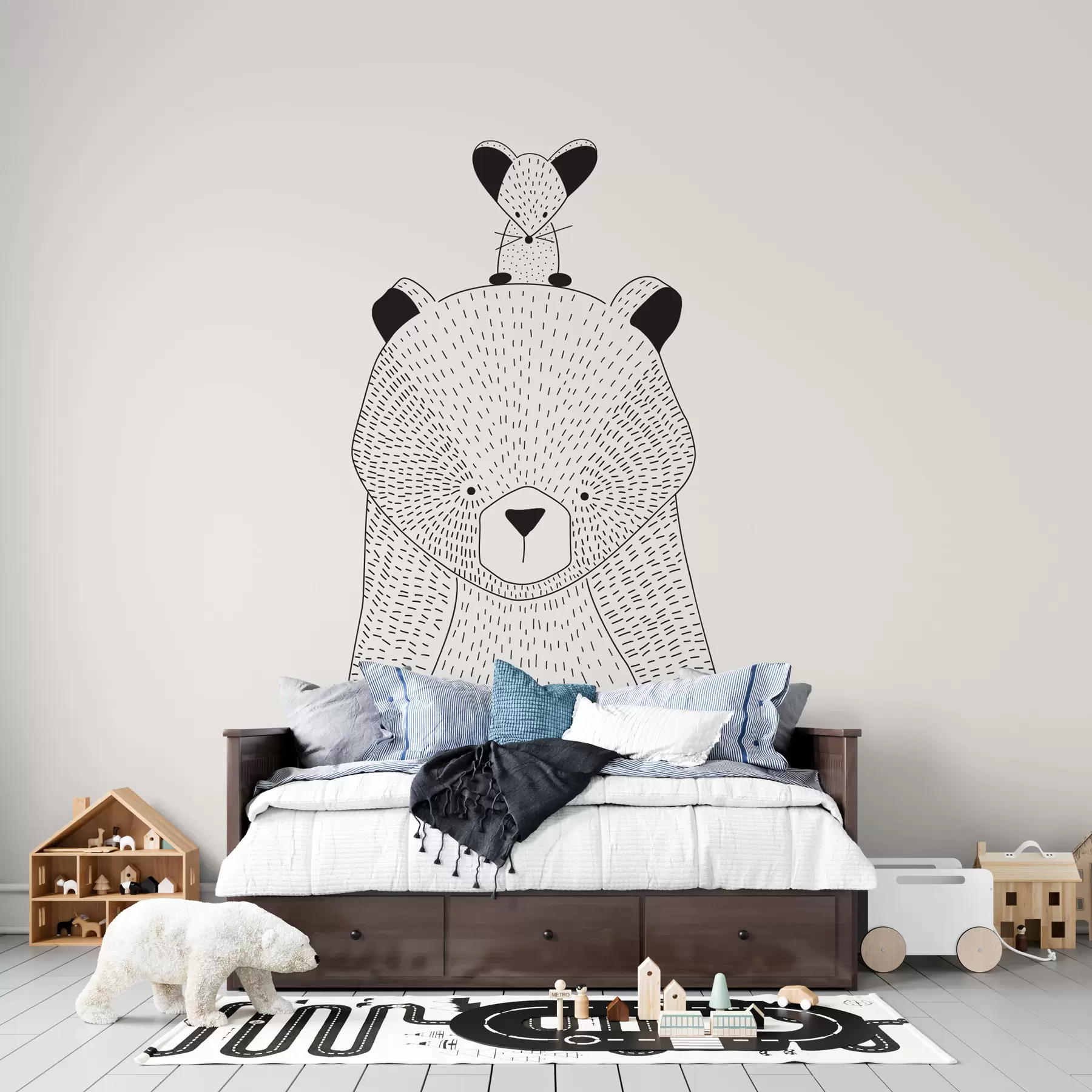 Wall Mural Photo Wallpaper A teddy bear with a mouse u98483