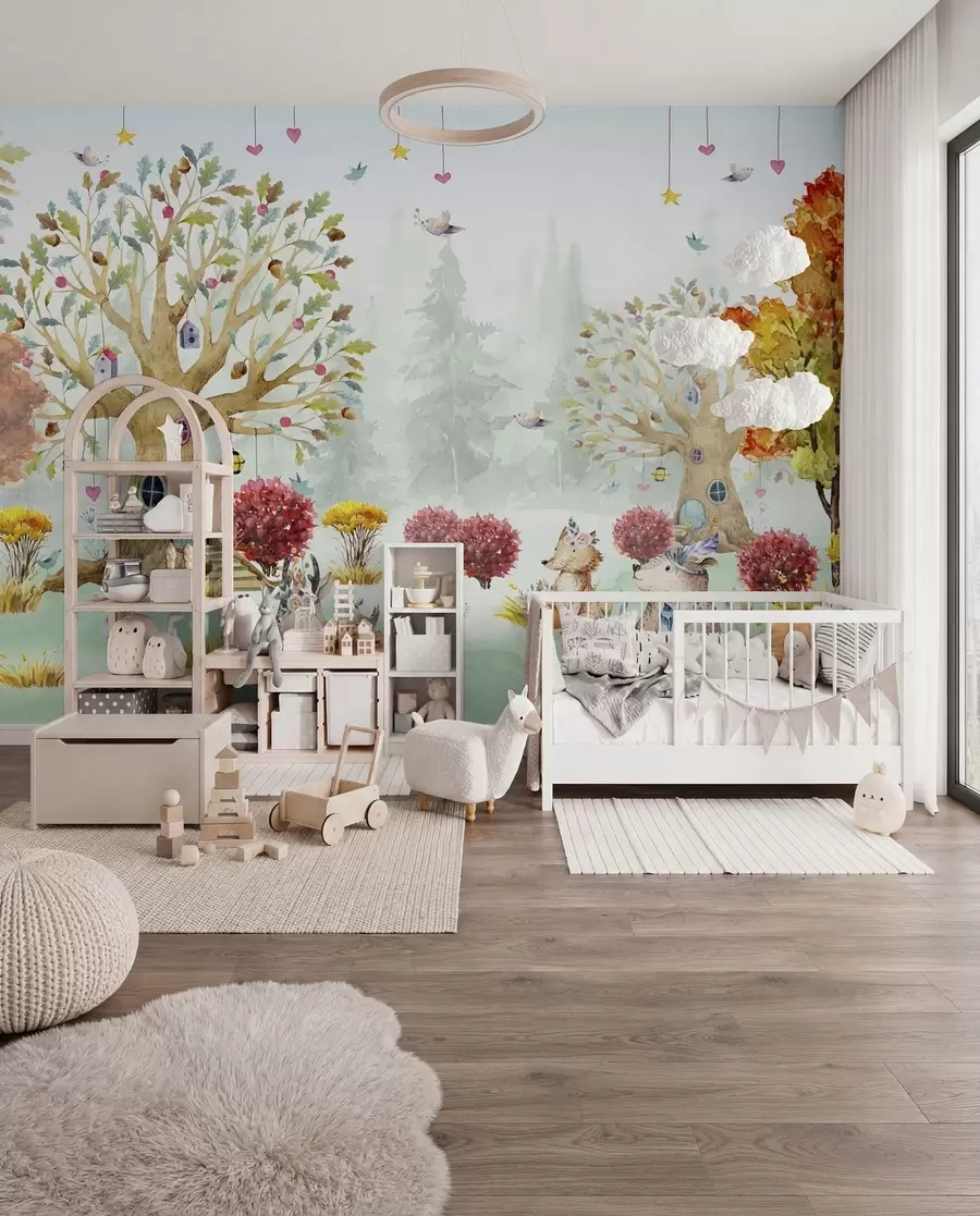 peintures murales Forêt avec animaux u98499