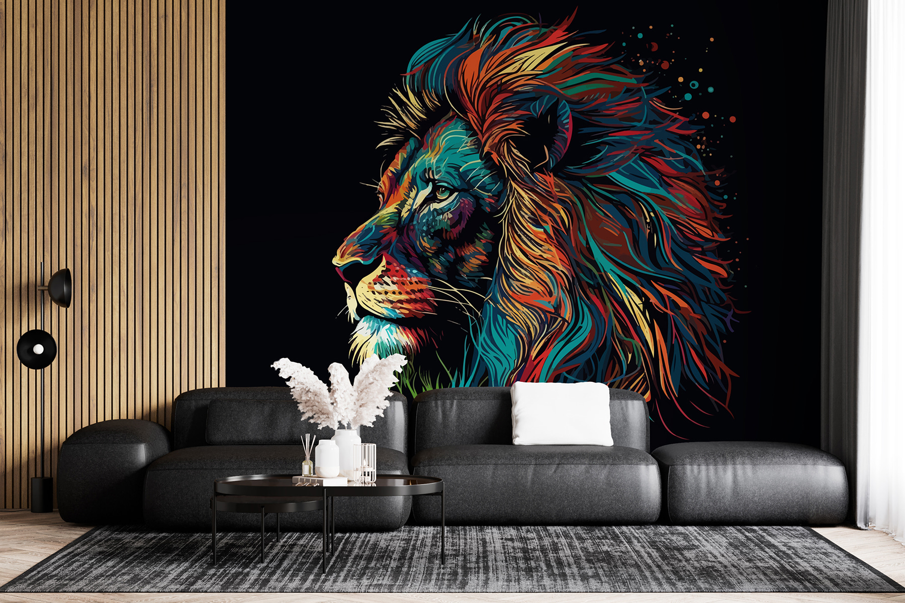 アート・デザイン・音楽 Masters of Colour  Academy of Arts Wall murals for teenage boy Colorful lion head in pop art