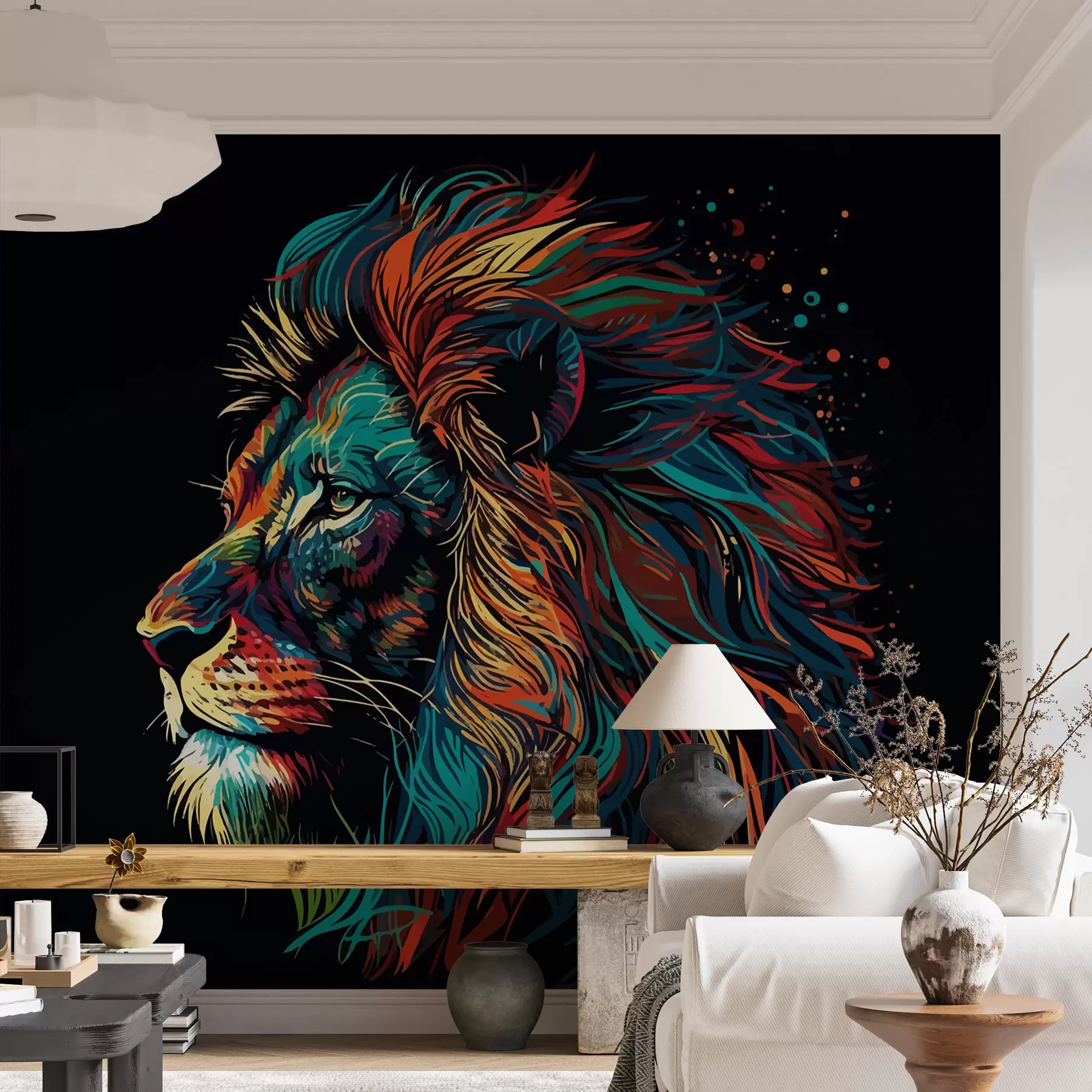 Wall Mural Photo Wallpaper Colorful lion head in pop art style u98185