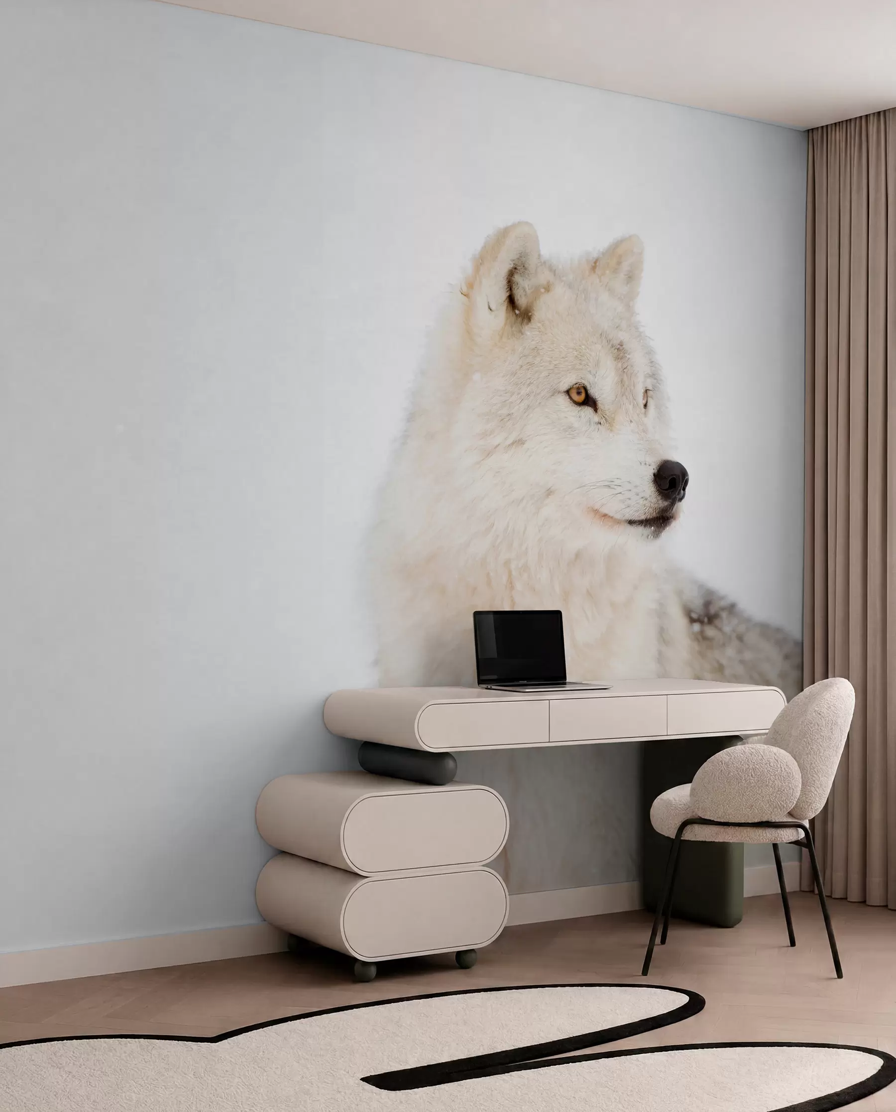 peintures murales Loup arctique sur fond blanc u98189