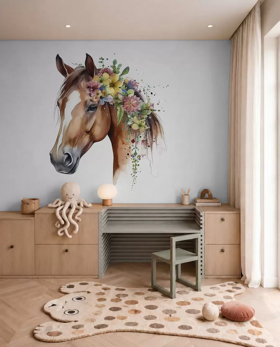 wall murals Horse with a Flower Crown u98192