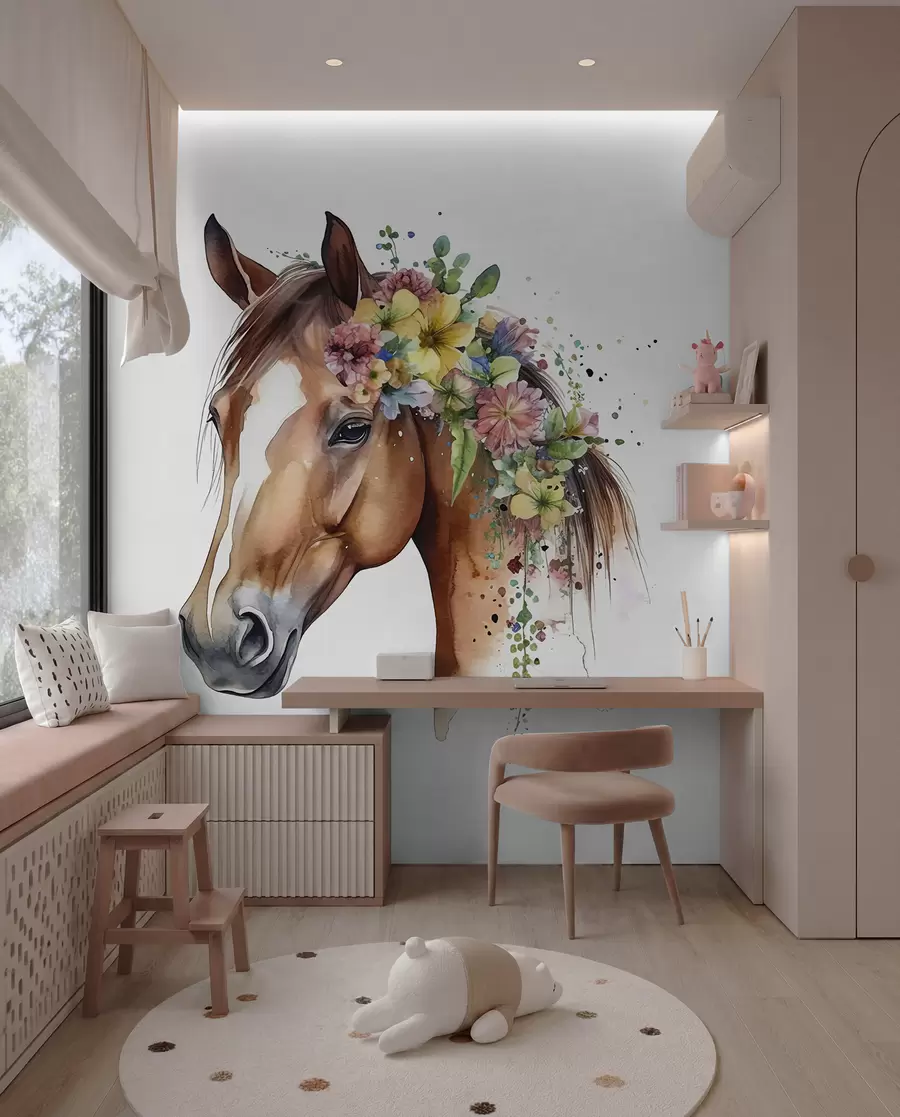 murales Caballo con corona de flores u98192