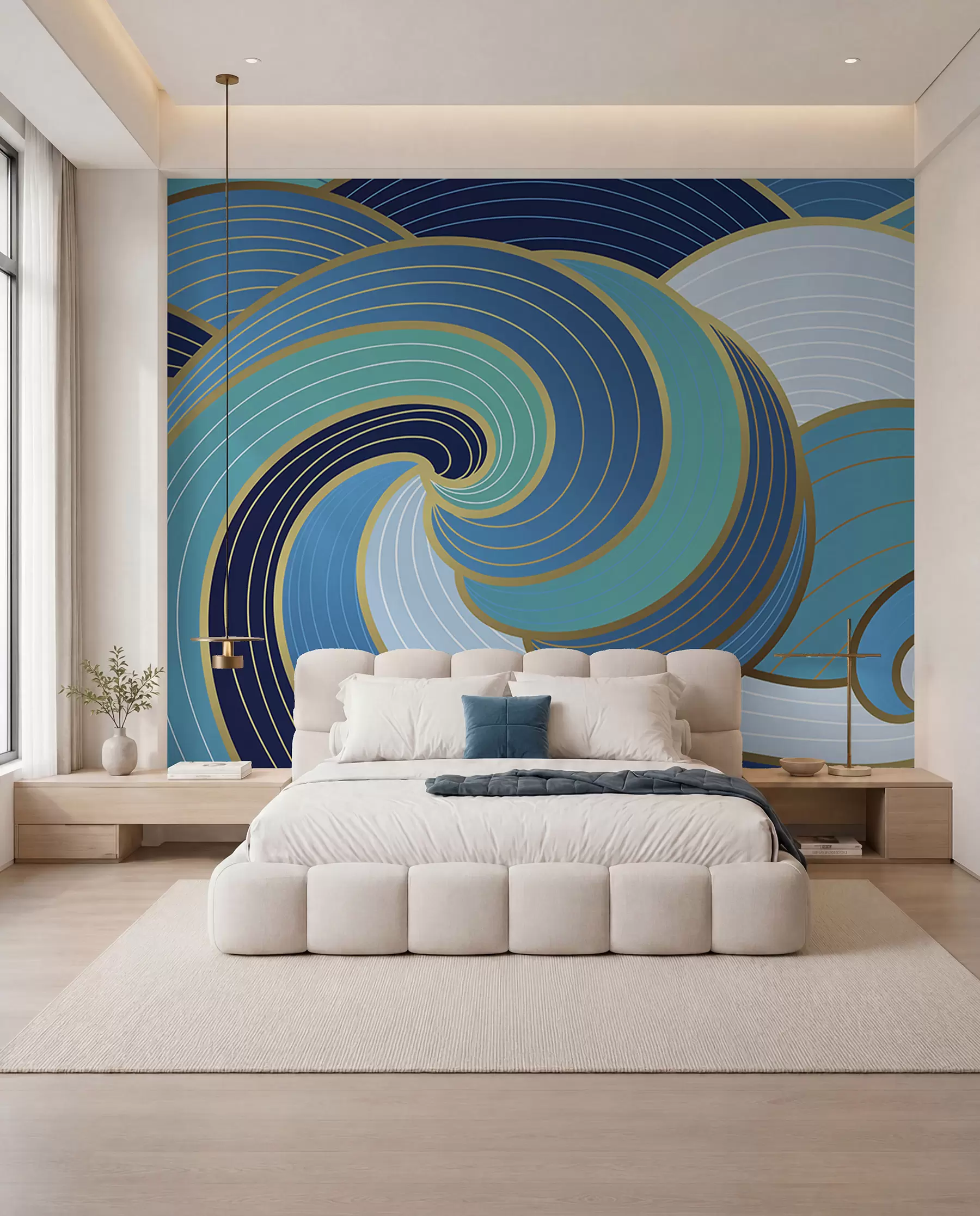 peintures murales Rythme des vagues bleues u98590