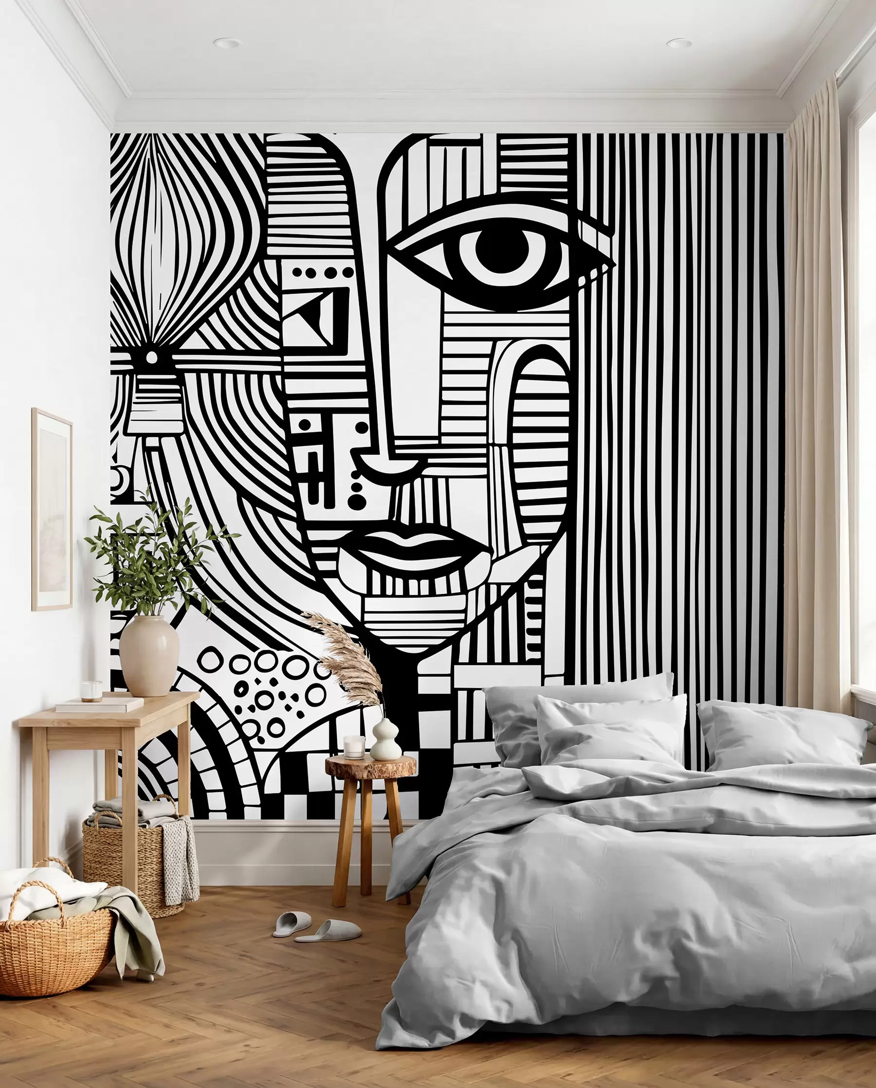 wall murals Abstract black and white face u98714