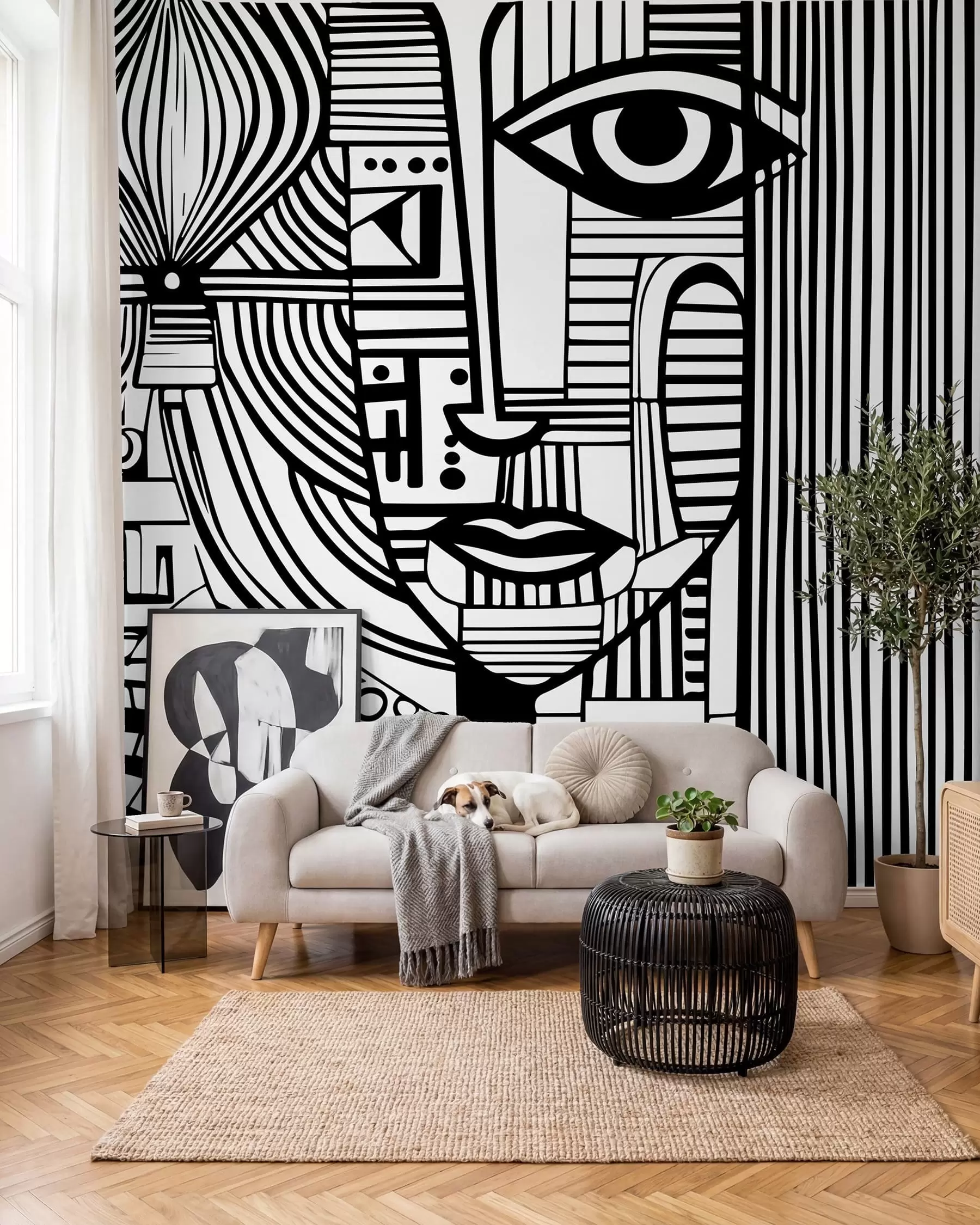 Wall Mural Photo Wallpaper Abstract black and white face u98714