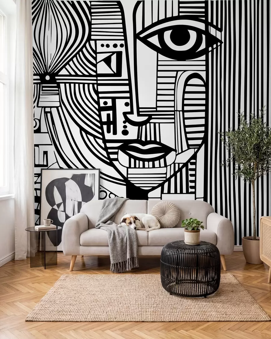 Wall Mural Photo Wallpaper Abstract black and white face u98714