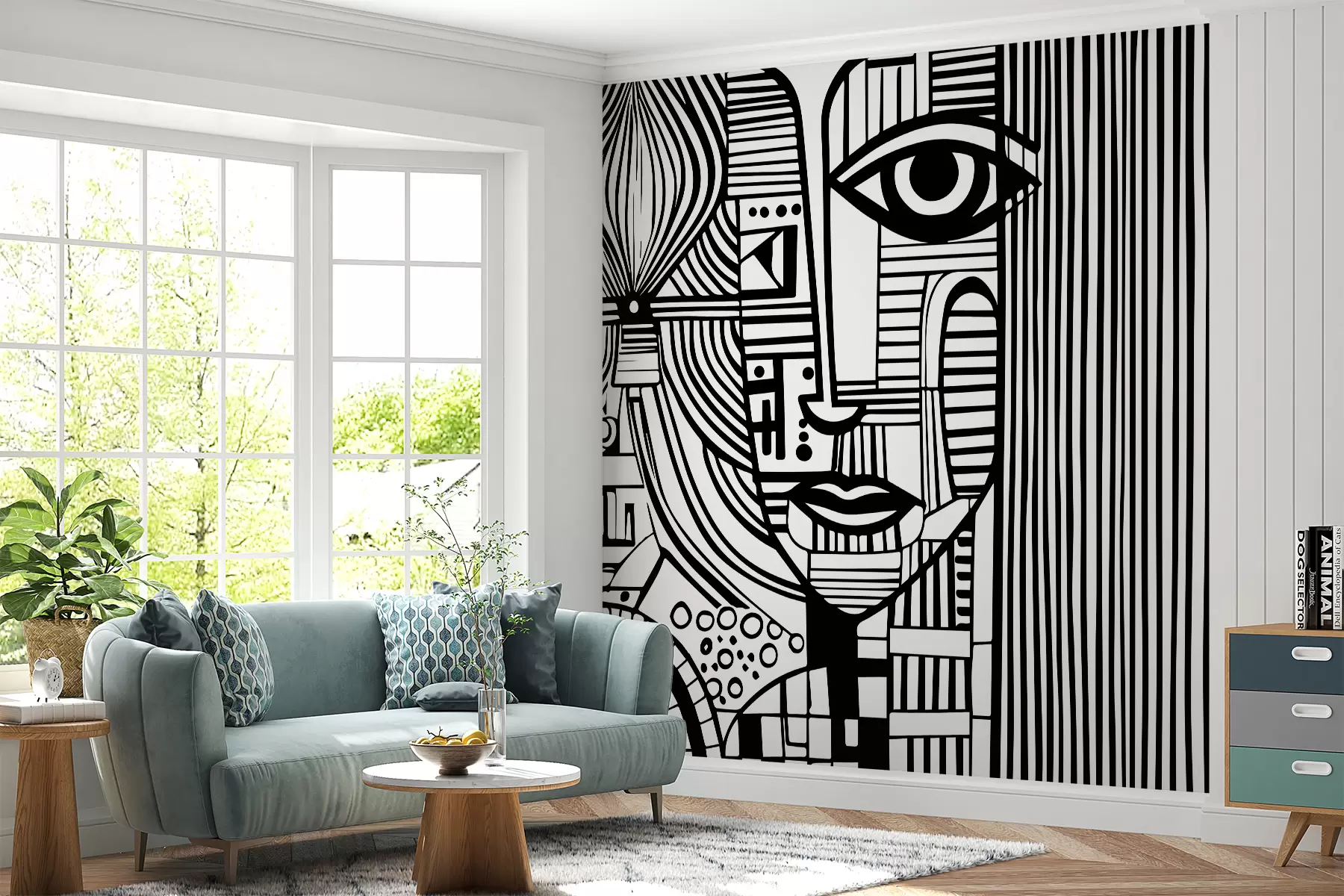 Wall Mural Photo Wallpaper Abstract black and white face u98714