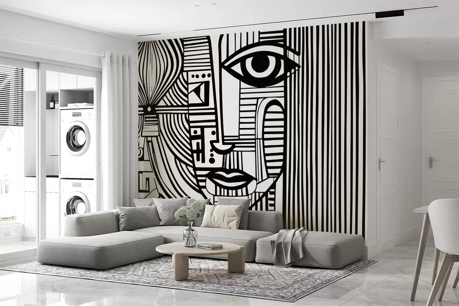 Wall Mural Photo Wallpaper Abstract black and white face u98714