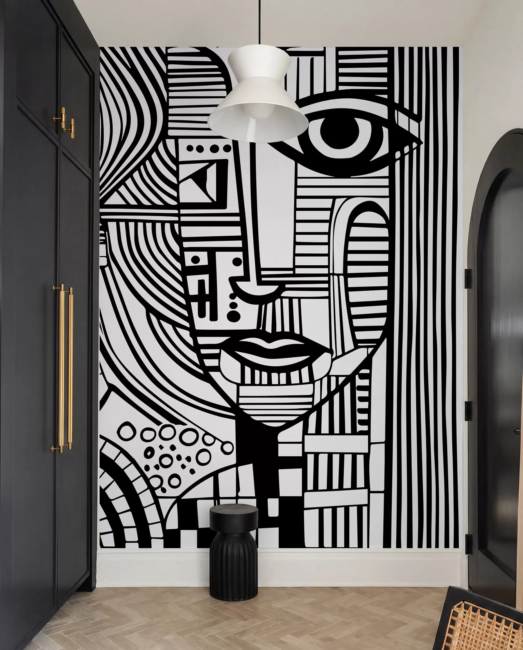 Wall Mural Photo Wallpaper Abstract black and white face u98714
