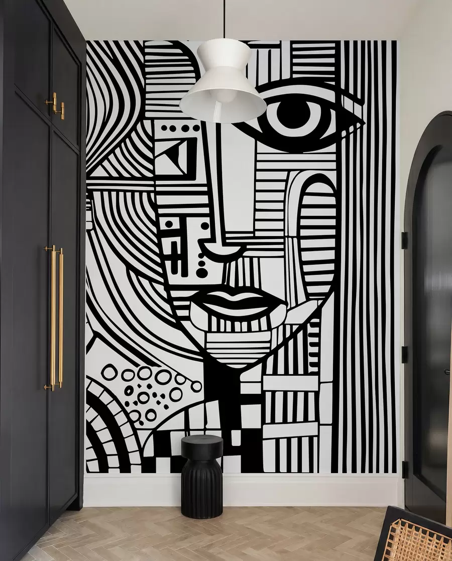 Wall Mural Photo Wallpaper Abstract black and white face u98714