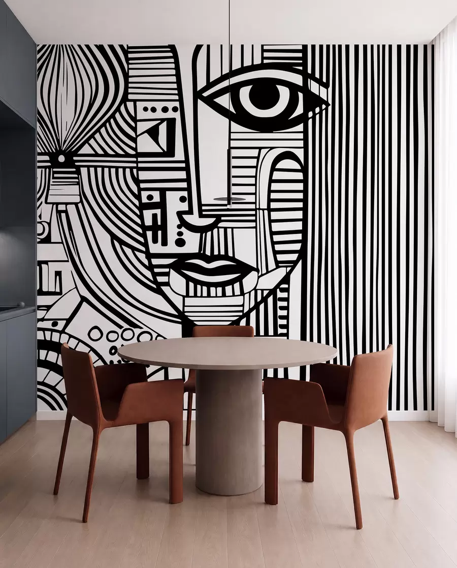 wall murals Abstract black and white face u98714