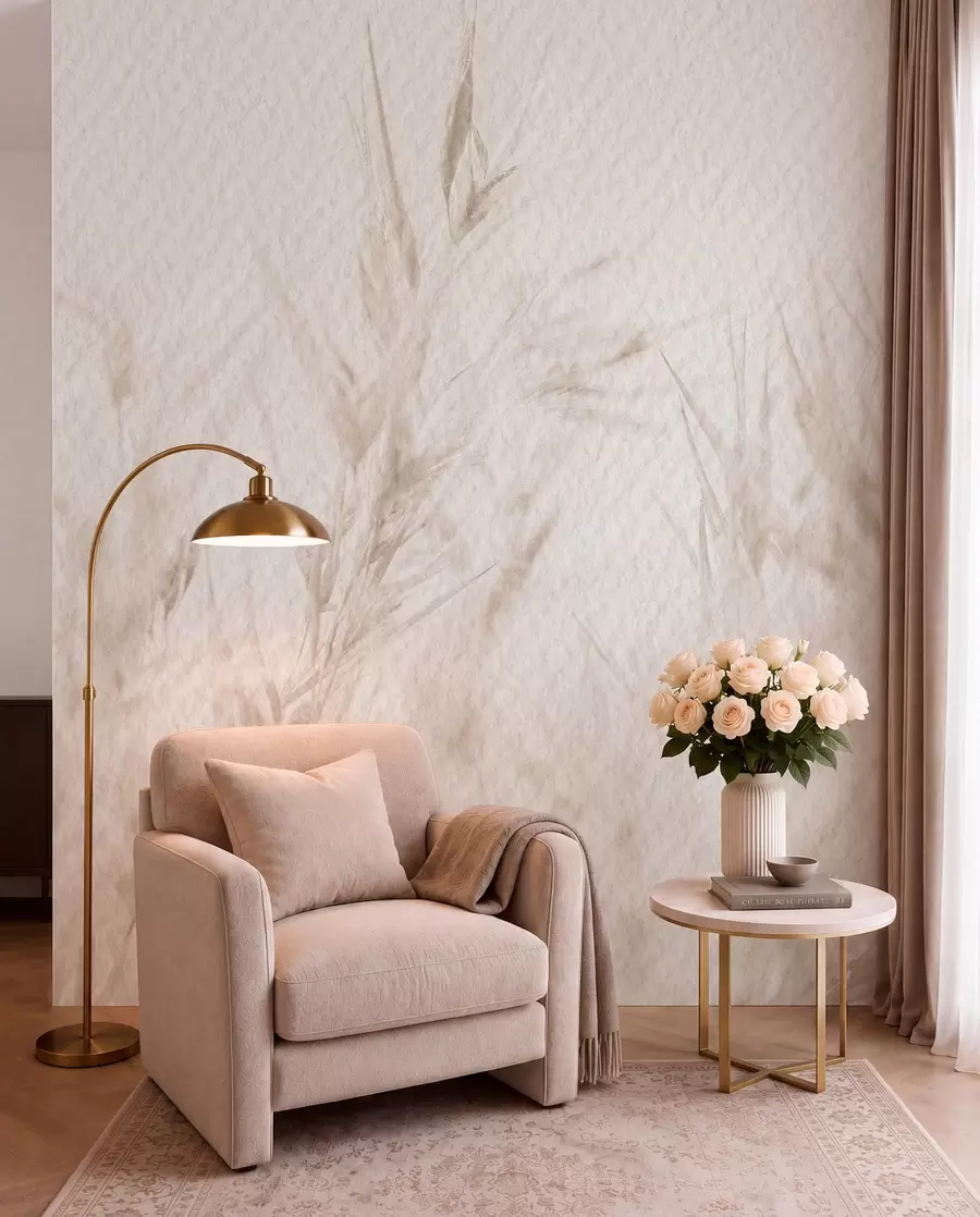 peintures murales Fleurs séchées avec texture de papier vintage u98438