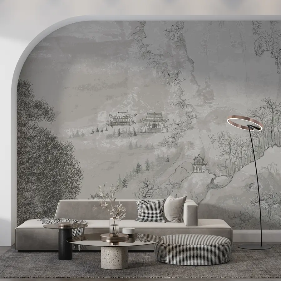 Wall Mural Photo Wallpaper Illustration of a Chinese landscape in the style of old Chinese painting u98699