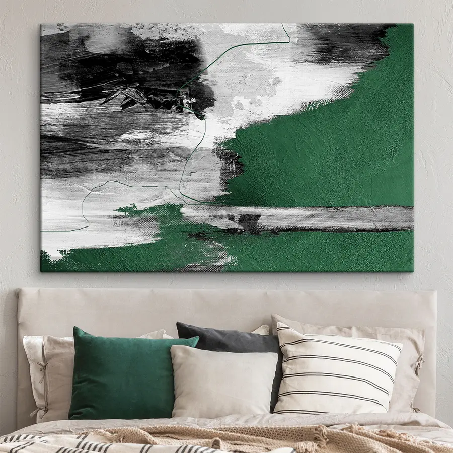 wall murals Abstract composition of green and black s36289