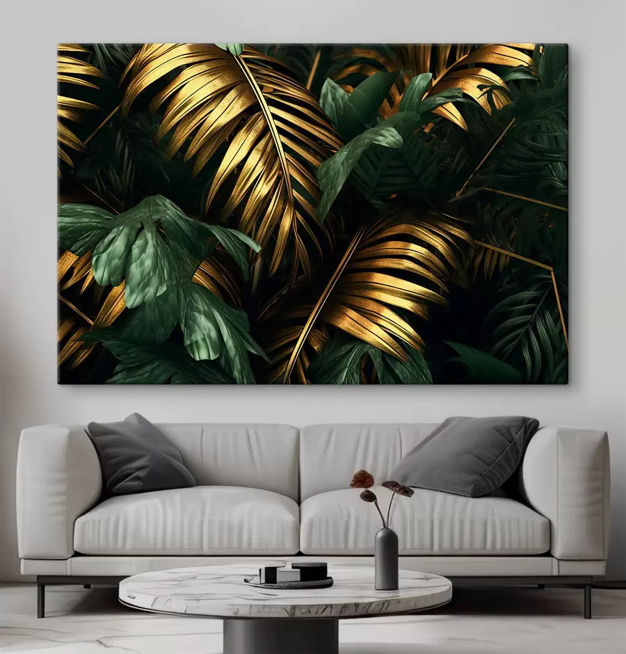 murales Exuberantes hojas en vibrante mezcla de colores s36293