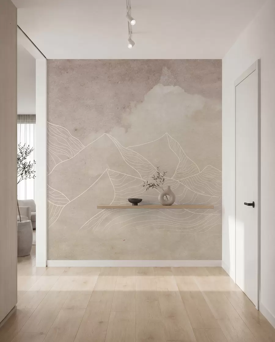 peintures murales Texture grunge avec montagnes abstraites, couleur beige, thème nature Art u98839