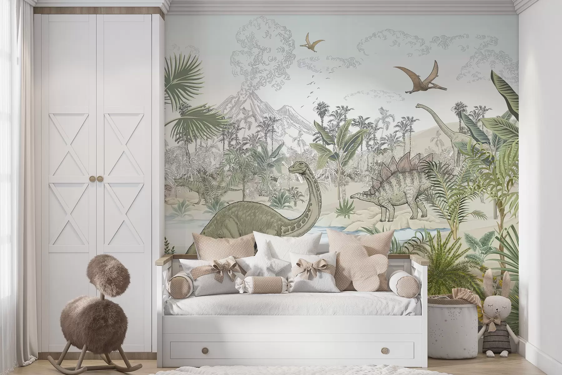 peintures murales Les dinosaures dans la forêt tropicale u98674