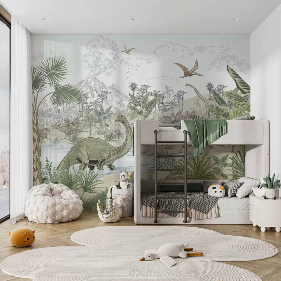 peintures murales Les dinosaures dans la forêt tropicale u98674