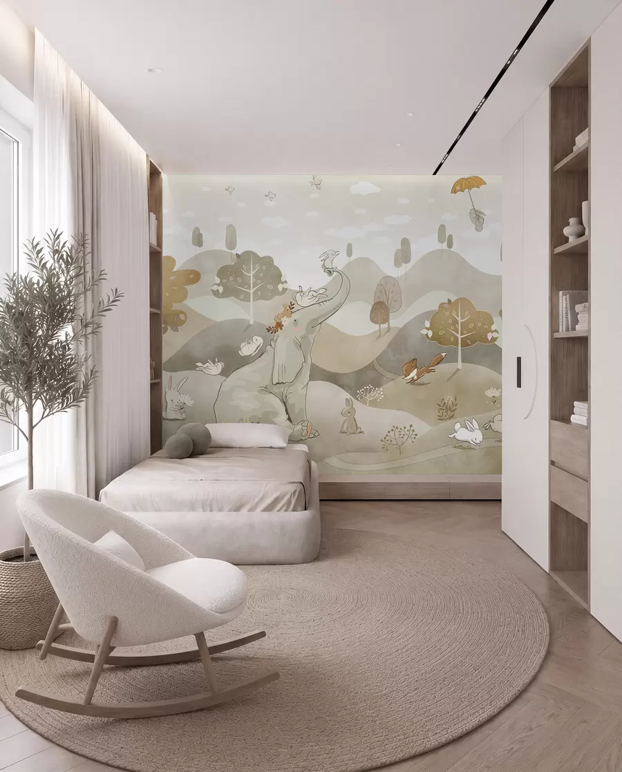 peintures murales Paysage avec des animaux mignons u98695