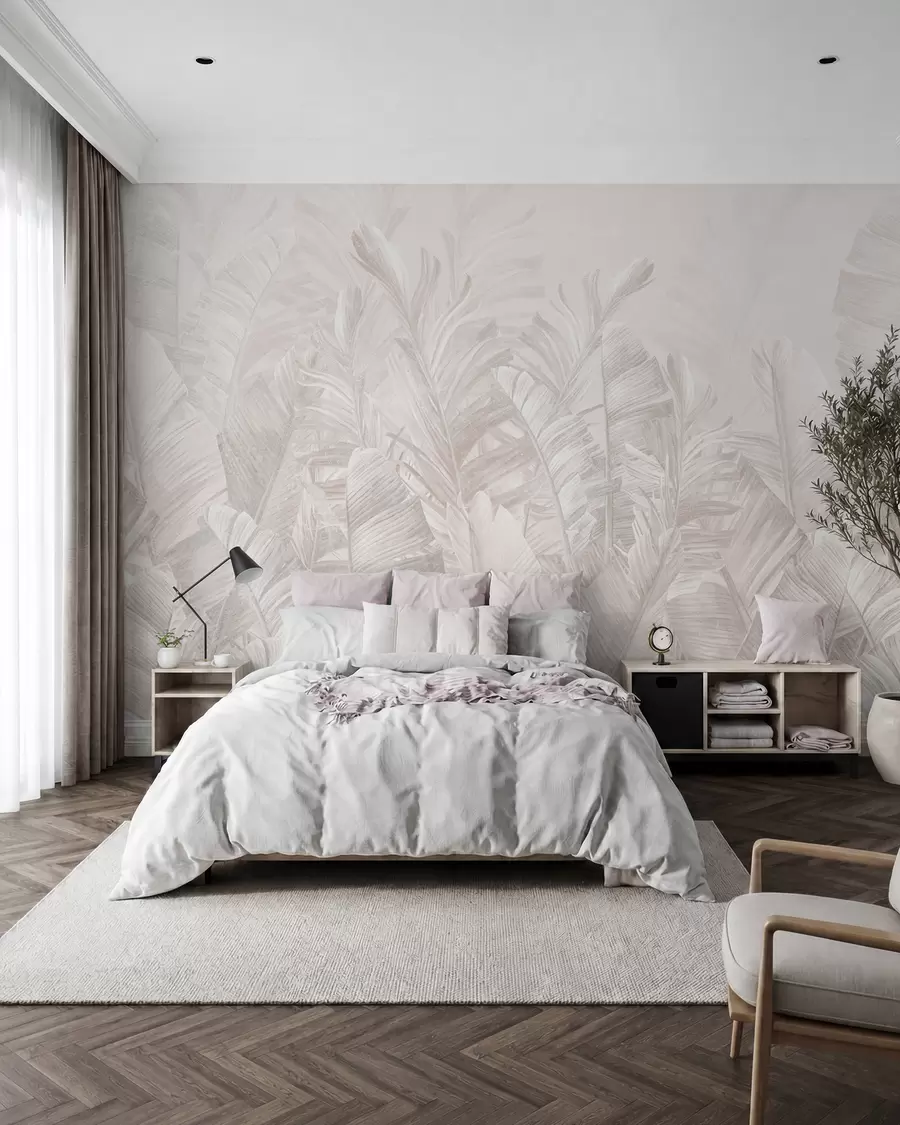 wall murals Trendy tropical beige leaves u98951