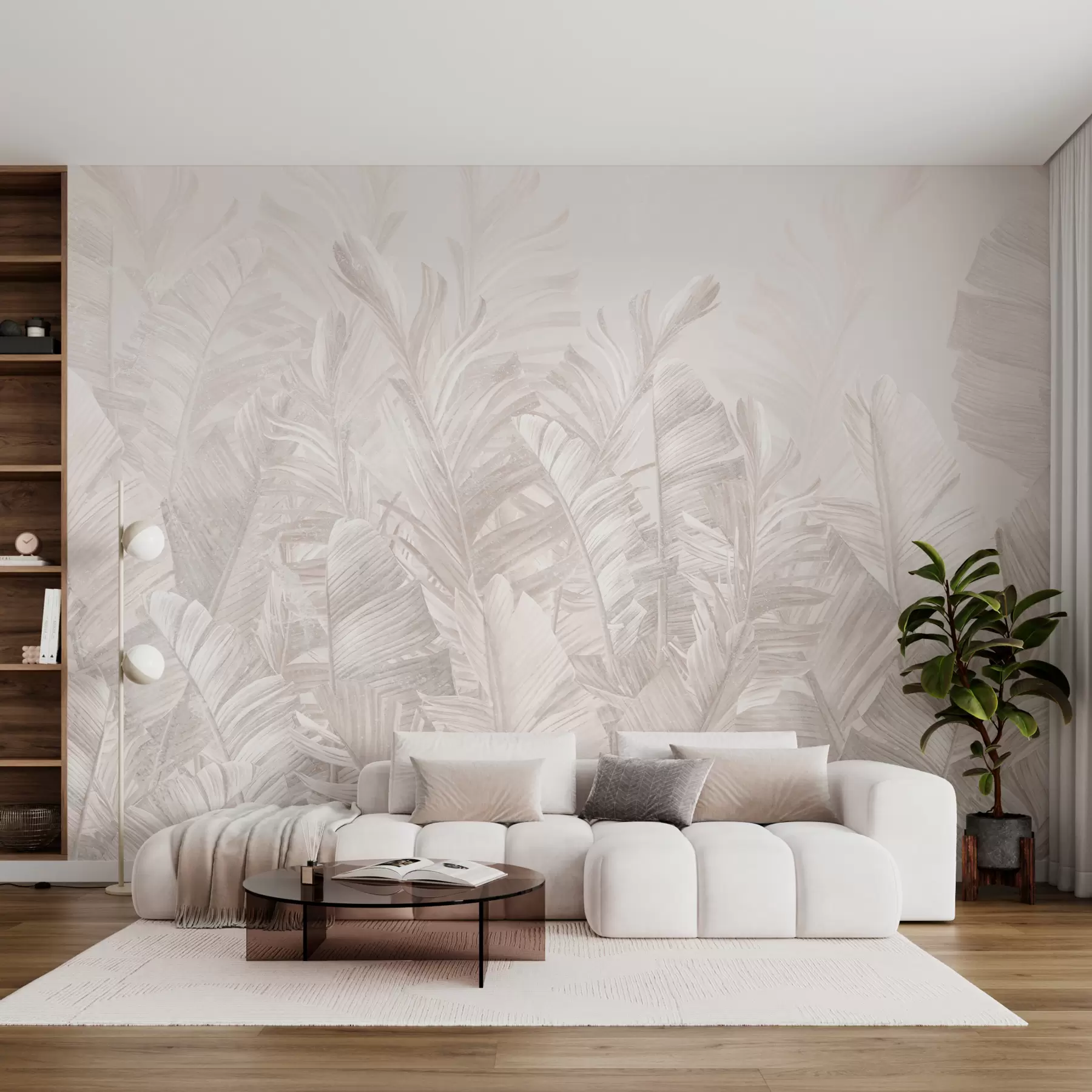 Wall Mural Photo Wallpaper Trendy tropical beige leaves u98951