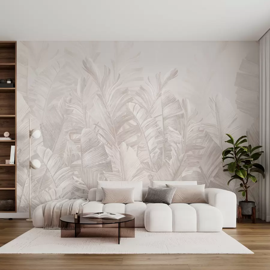 murales Hojas tropicales beige de moda u98951