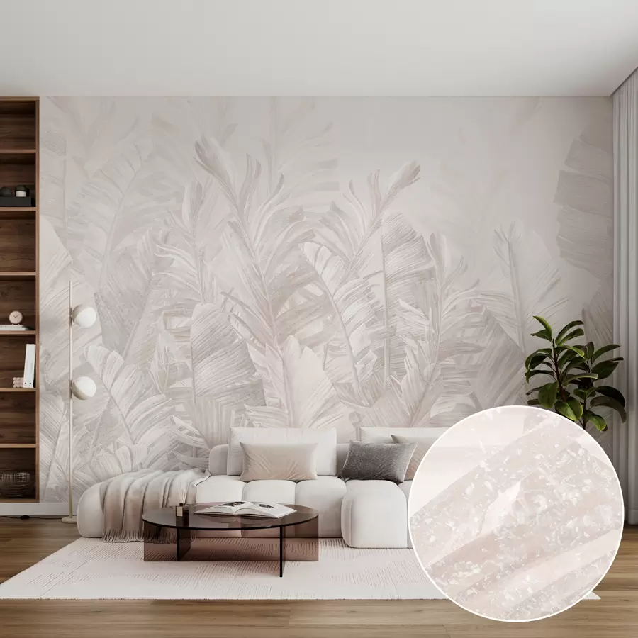 Wall Mural Photo Wallpaper Trendy tropical beige leaves u98951