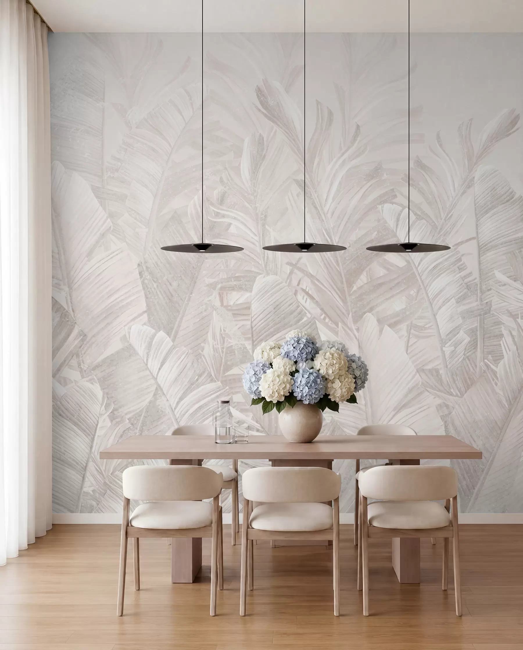 wall murals Trendy tropical beige leaves u98951