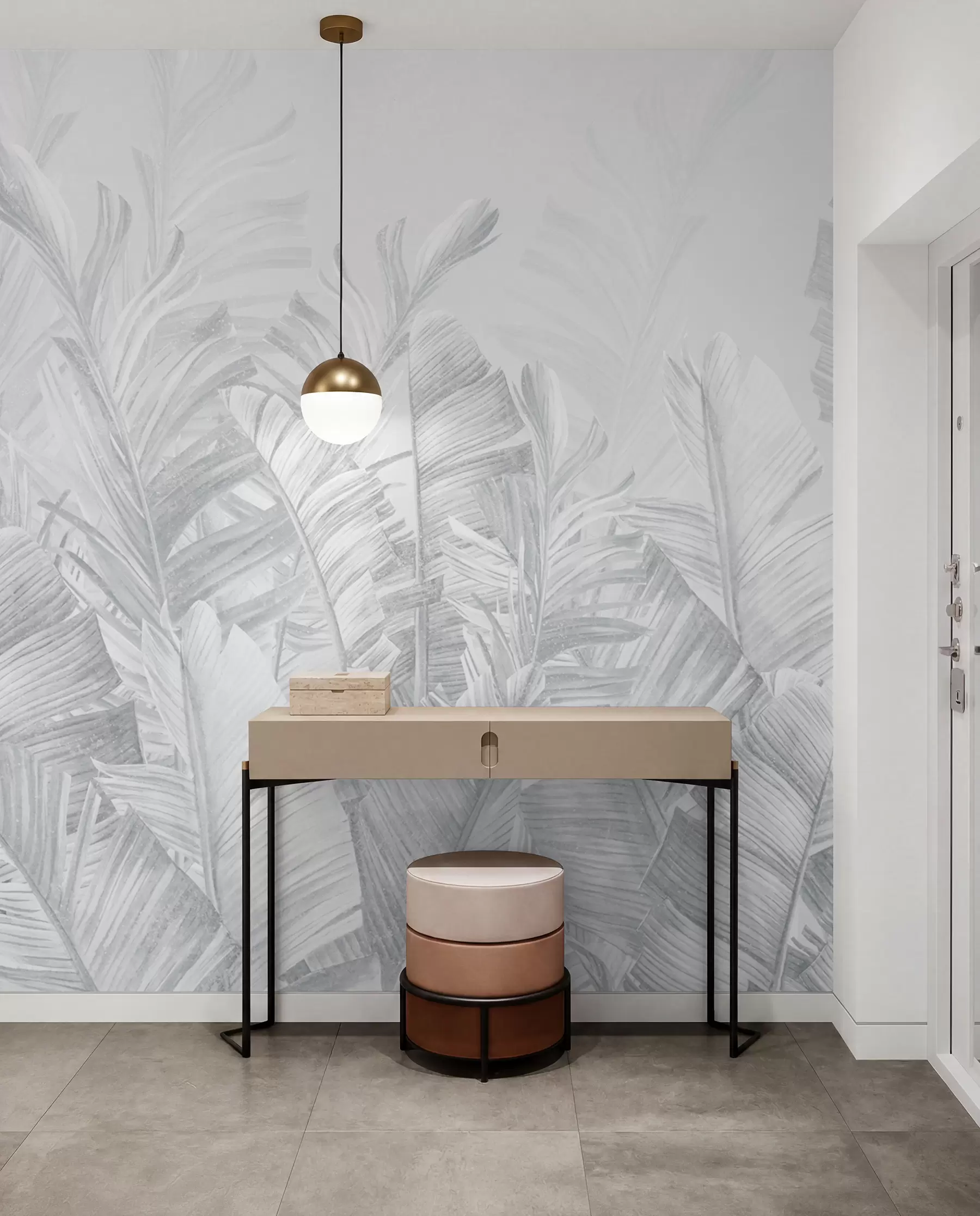 wall murals Tropical Lace — Silver Grey u98951v2