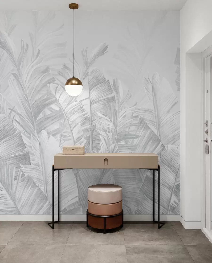 peintures murales Dentelle tropicale — Gris u98951v2