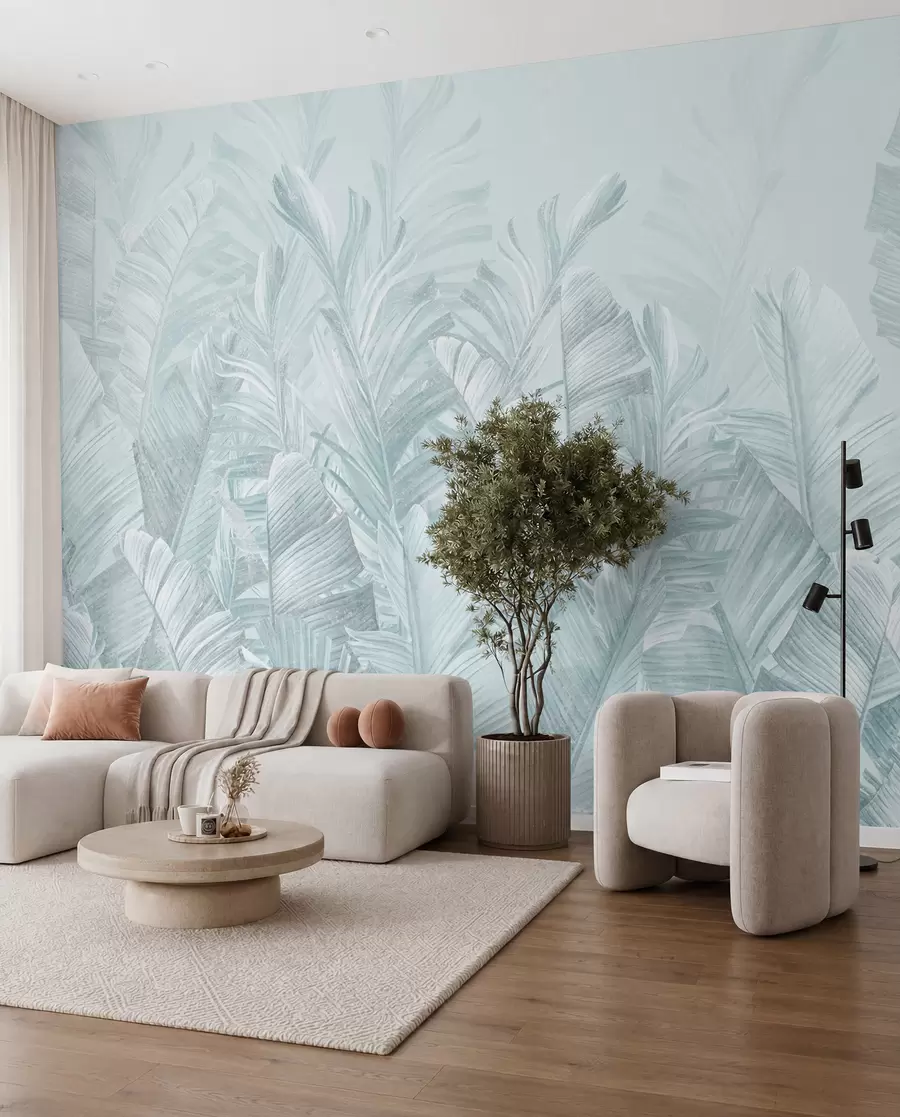 murales Hojas turquesas tropicales de moda u98951v3