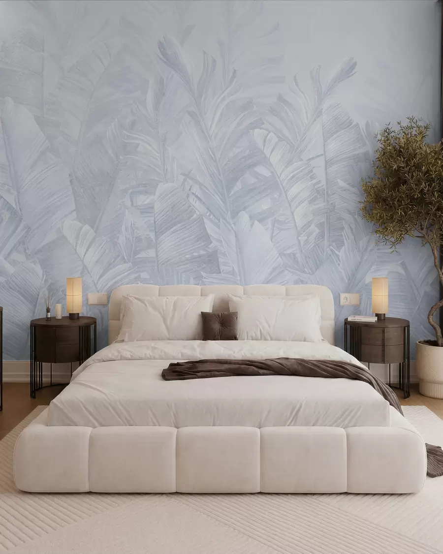 murales Hojas azules tropicales de moda u98951v5