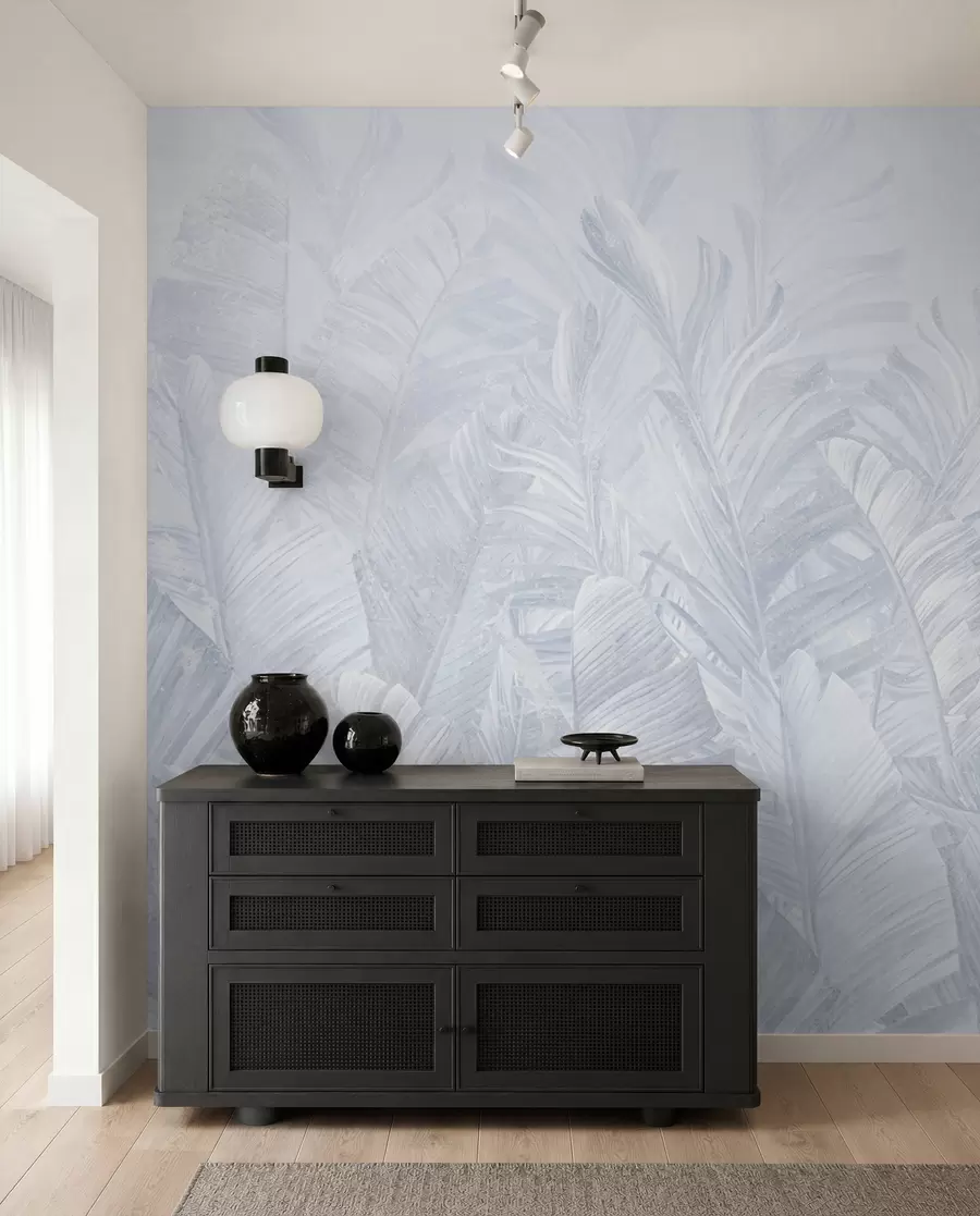 peintures murales Feuilles tropicales bleues très tendance u98951v5