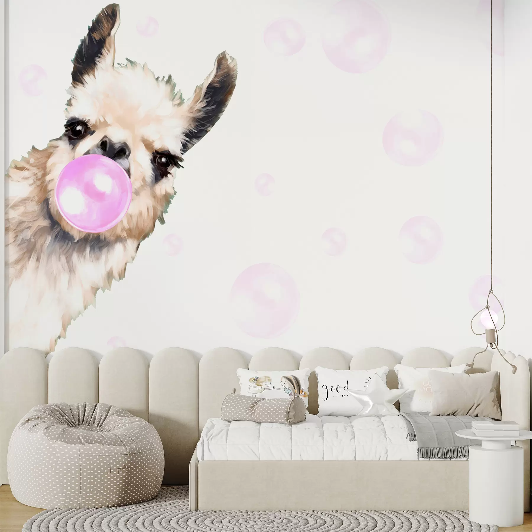 murales Divertida llama y burbujas rosas u98952